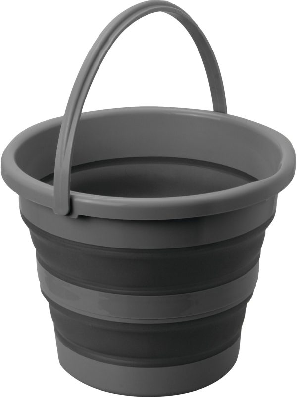 Faltbarer Eimer Drum 10 grau-schwarz Schn?ppchen