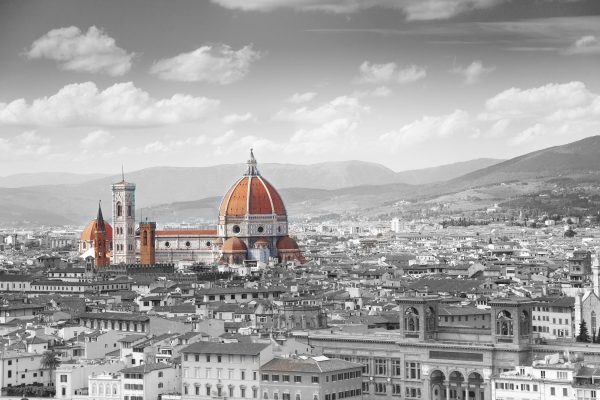 Panoramablick über die Dächer von Florenz B&W Detail, Glasbild Zu verkaufen – Bild 5