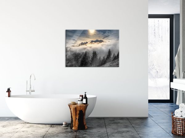 Aufsteigende Wolken in den Dolomiten B&W Detail, Glasbild Schn?ppchen – Bild 4