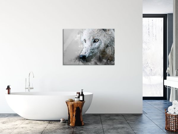 Dreckiger Wolf Nahaufnahme B&W Detail, Glasbild Rabatt – Bild 4