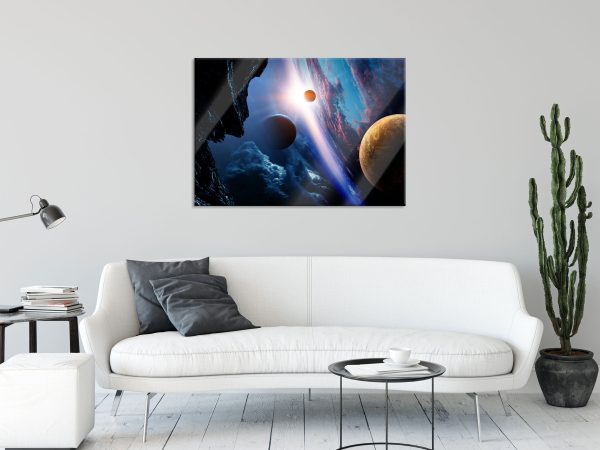 Abstrakte Planeten im Weltraum, Glasbild Mode – Bild 2