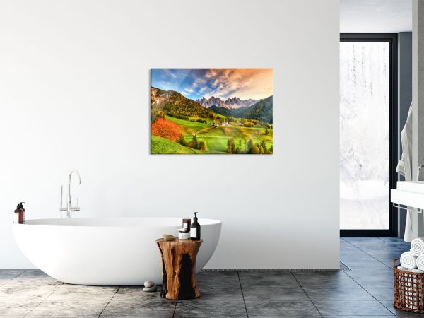 Herbstliche Landschaft in den Dolomiten, Glasbild Online-Schn?ppchen – Bild 4