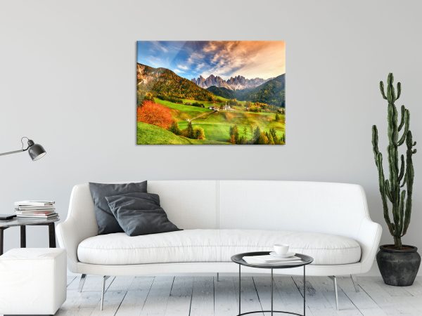 Herbstliche Landschaft in den Dolomiten, Glasbild Online-Schn?ppchen – Bild 2