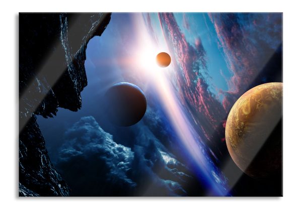 Abstrakte Planeten im Weltraum, Glasbild Mode