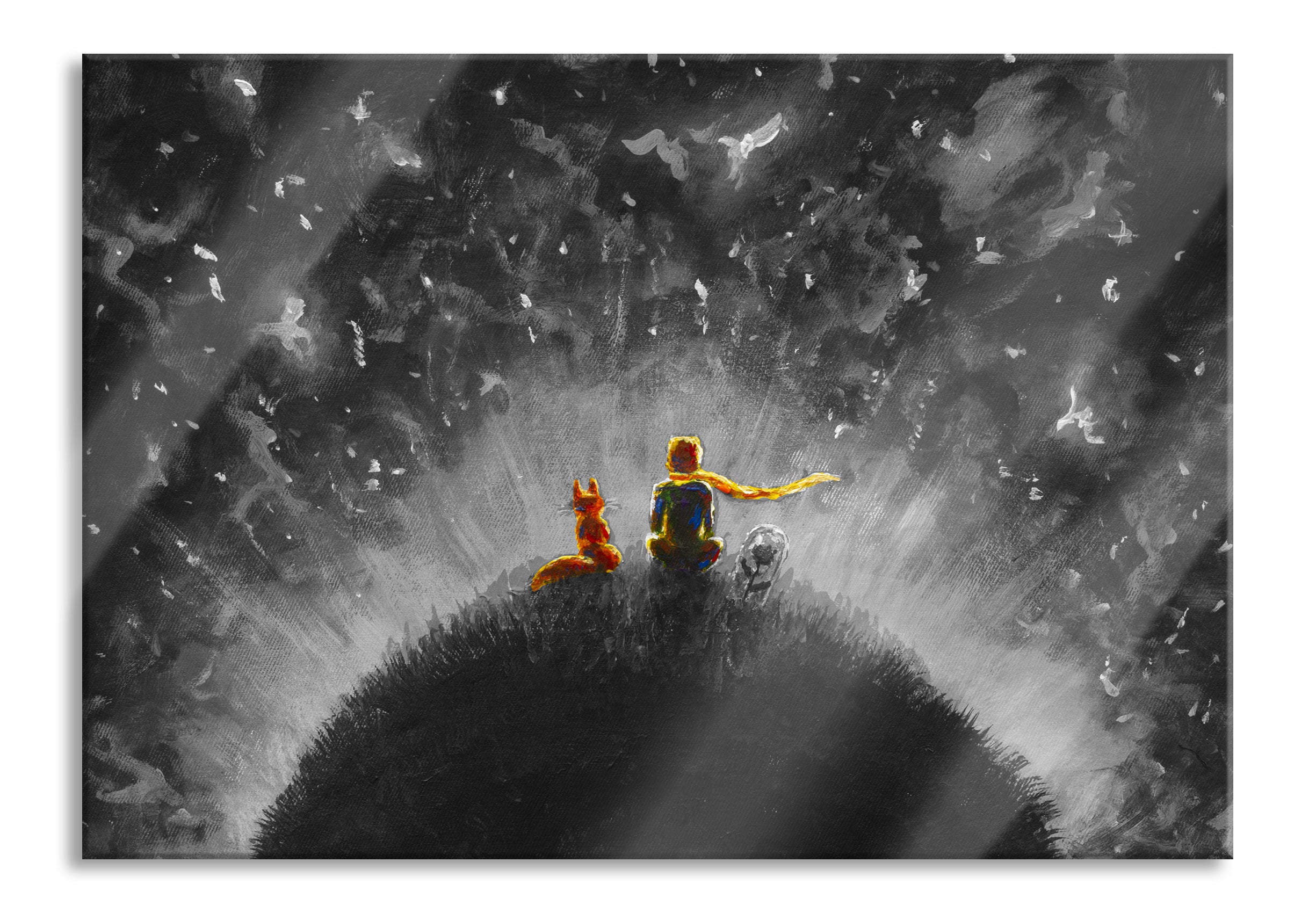 Ölgemälde  Der kleine Prinz  B&W Detail, Glasbild Angebot