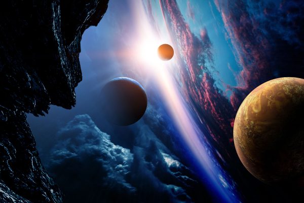 Abstrakte Planeten im Weltraum, Glasbild Mode – Bild 5
